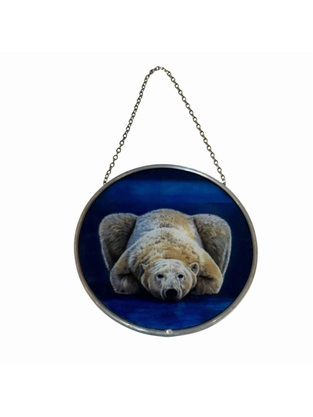 Glassmasters Polar Bear Stained Glass Style Suncatcher Hanging Panel Made USA